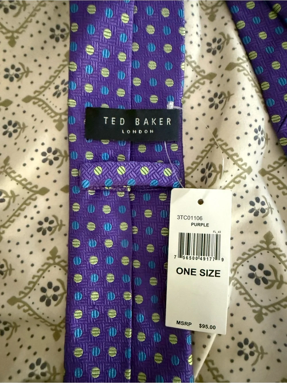 NWT Ted Baker London Purple Silk Polka Dot Tie - Picture 3 of 6